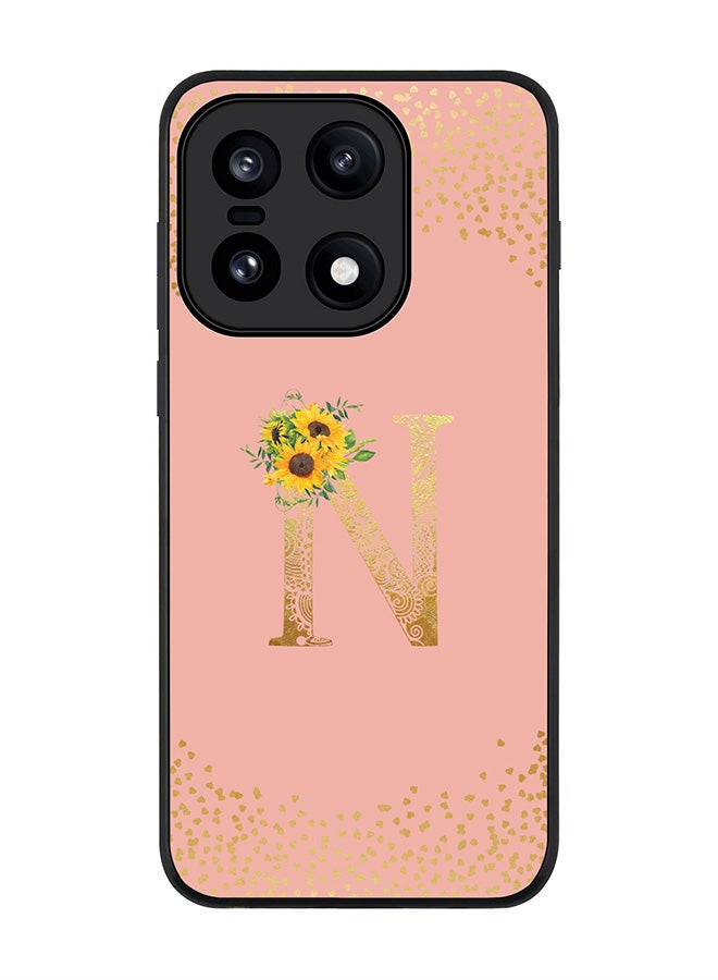 For OnePlus 15 Case,Slim fit Camera Protection, Shockproof Thin Phone cover  - Custom Floral Monogram - N  (Rose Pink )